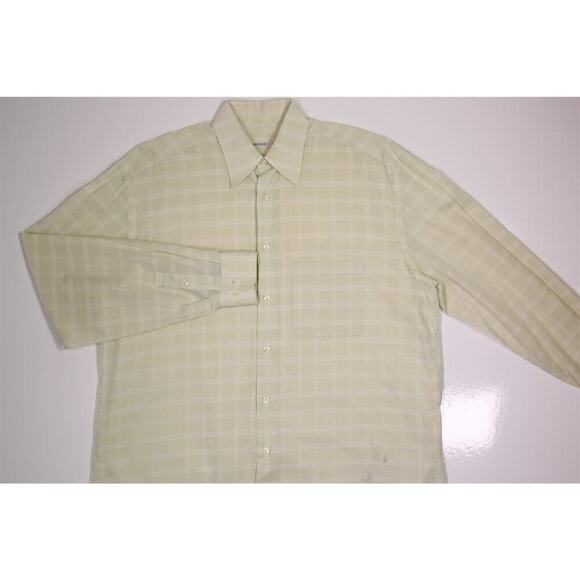 Pal Zileri Lime Green Check Plaid Cotton Dress Shirt (41) 16-34/35 - Picture 3 of 8